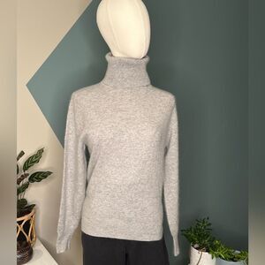 90s Vintage Loo & Boo Turtleneck Sweater Lambswool Angora Blend Gray Size S-M
